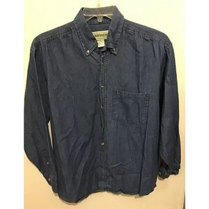 Vintage Wilderness Nature Shirt Mens‎ L Blue Denim Button Up